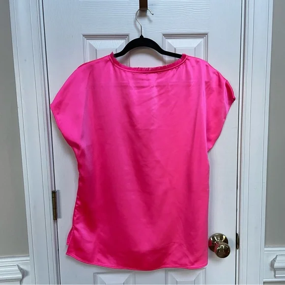 S’edge Sedge Apparel Astor Top Fray Neck Neon Pink Women’s Medium NEW WITH TAGS - Picture 2 of 4